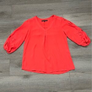 Brixon Ivy Vibrant Coral Blouse with Cut-Out Sleeves